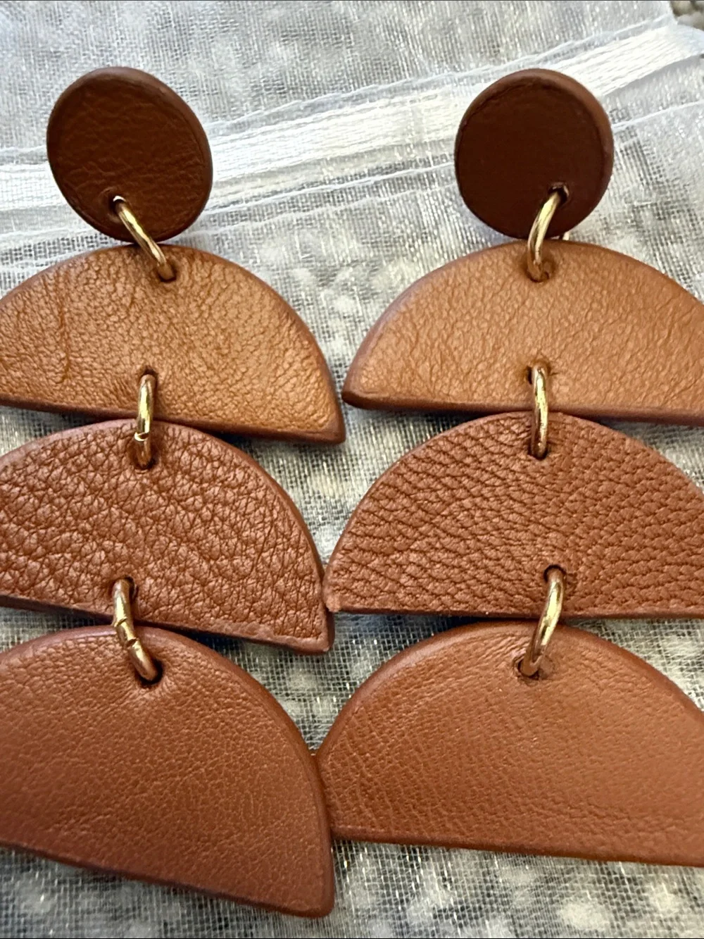 Chico's Brown Tiered Leather Drop Earrings